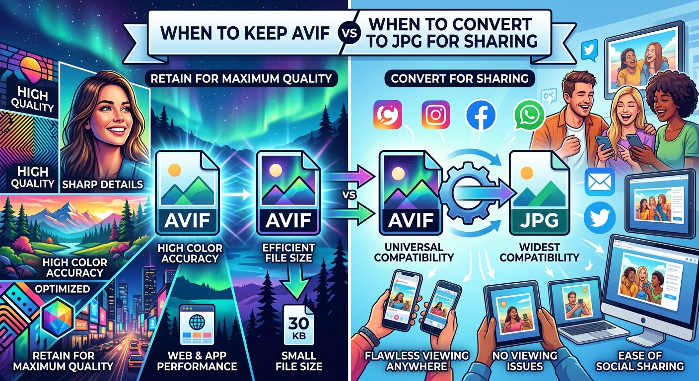 When to Keep AVIF Images and When to Convert Them to JPG for Sharing